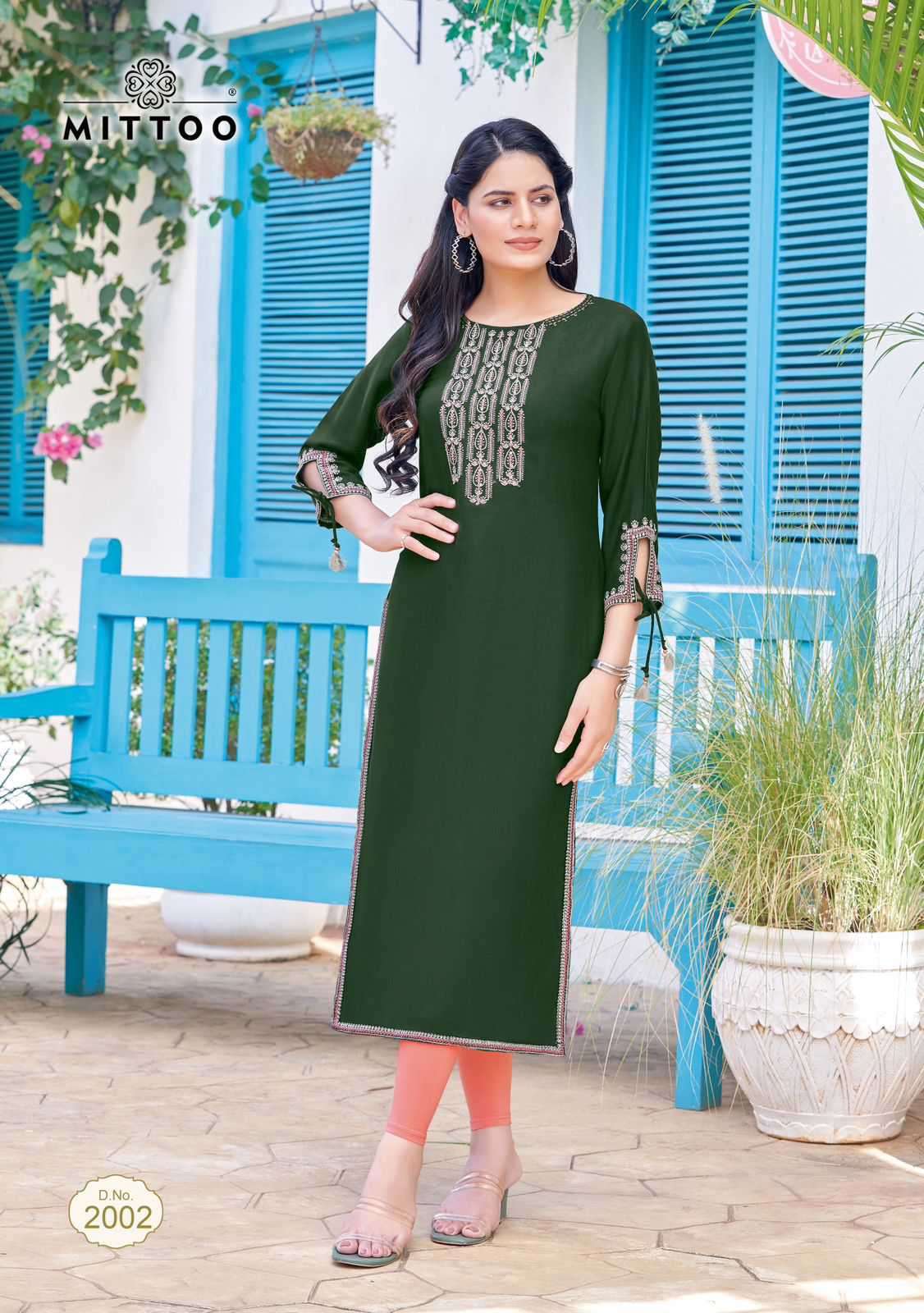 Mittoo Styli RAYON WITH NECK EMBROIDERY WORK STRAIGHT FANCY KURTI COLLECTION AT BEST WHOLESALE RATE